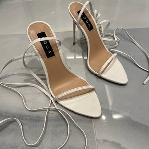Brand new AQUA white tie heels